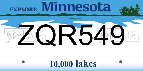 ZQR549 Minnesota License Plate