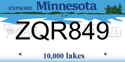 ZQR849 Minnesota License Plate