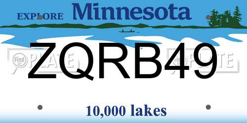 ZQRB49 Minnesota License Plate