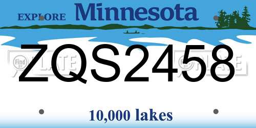 ZQS2458 Minnesota License Plate