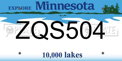 ZQS504 Minnesota License Plate