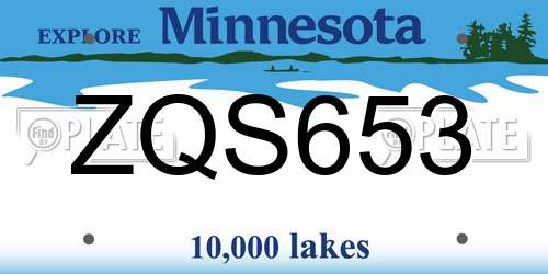 ZQS653 Minnesota License Plate