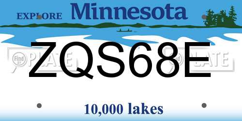 ZQS68E Minnesota License Plate