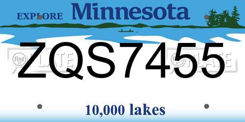 ZQS7455 Minnesota License Plate