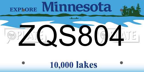 ZQS804 Minnesota License Plate