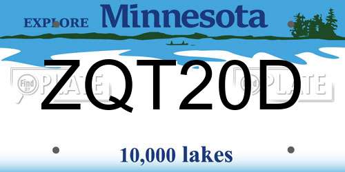 ZQT20D Minnesota License Plate