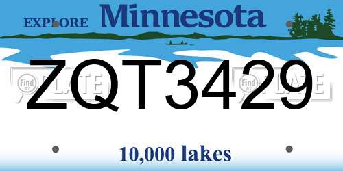 ZQT3429 Minnesota License Plate