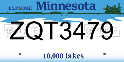 ZQT3479 Minnesota License Plate