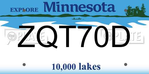 ZQT70D Minnesota License Plate
