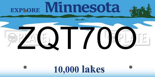 ZQT70O Minnesota License Plate