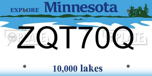 ZQT70Q Minnesota License Plate