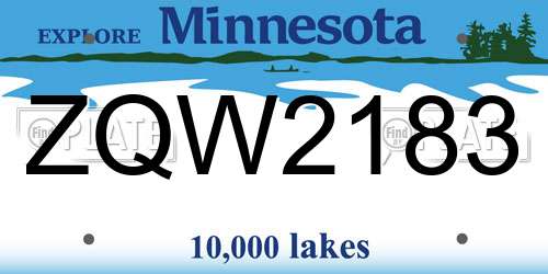 ZQW2183 Minnesota License Plate