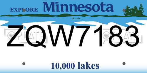 ZQW7183 Minnesota License Plate