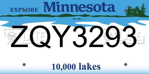 ZQY3293 Minnesota License Plate