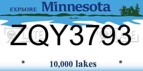 ZQY3793 Minnesota License Plate