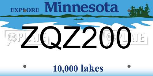ZQZ200 Minnesota License Plate