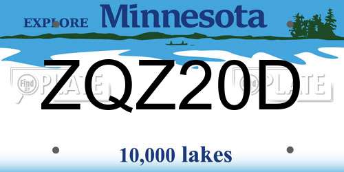 ZQZ20D Minnesota License Plate
