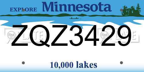 ZQZ3429 Minnesota License Plate