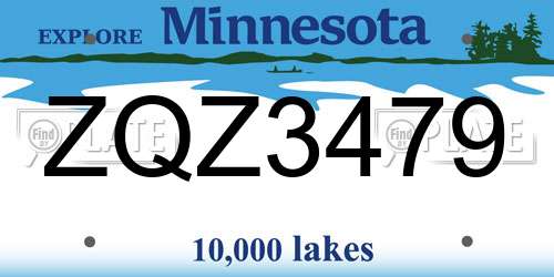 ZQZ3479 Minnesota License Plate