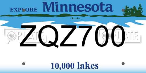 ZQZ700 Minnesota License Plate