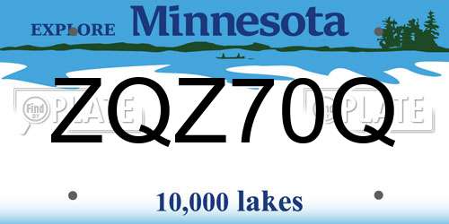 ZQZ70Q Minnesota License Plate