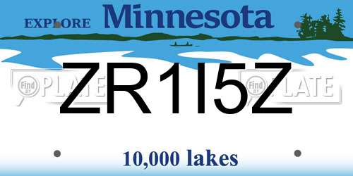 ZR1I5Z Minnesota License Plate