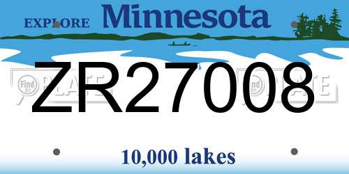 ZR27008 Minnesota License Plate