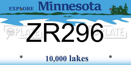 ZR296 Minnesota License Plate