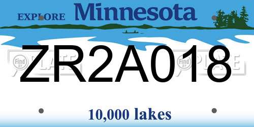 ZR2A018 Minnesota License Plate