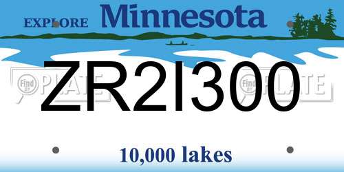 ZR2I300 Minnesota License Plate