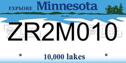 ZR2M010 Minnesota License Plate