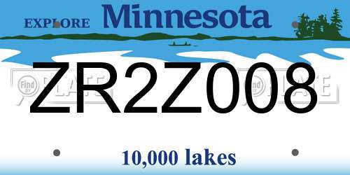 ZR2Z008 Minnesota License Plate
