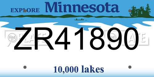 ZR41890 Minnesota License Plate