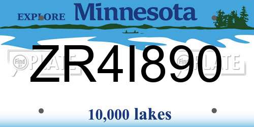 ZR4I890 Minnesota License Plate