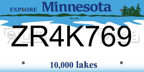 ZR4K769 Minnesota License Plate