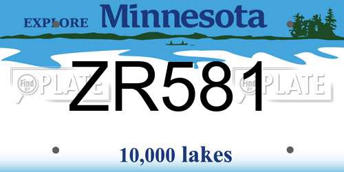 ZR581 Minnesota License Plate
