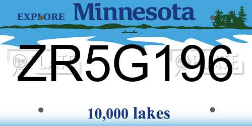 ZR5G196 Minnesota License Plate