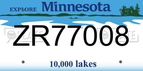ZR77008 Minnesota License Plate