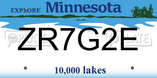 ZR7G2E Minnesota License Plate