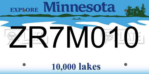 ZR7M010 Minnesota License Plate