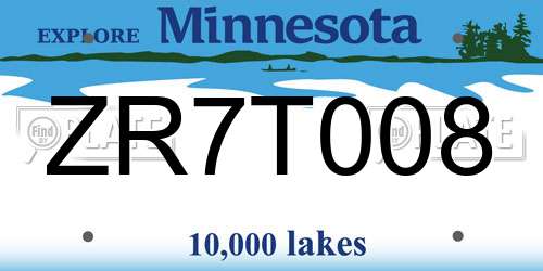 ZR7T008 Minnesota License Plate