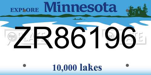 ZR86196 Minnesota License Plate