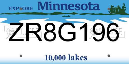 ZR8G196 Minnesota License Plate