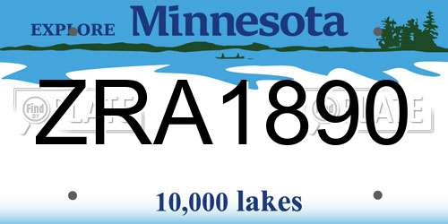 ZRA1890 Minnesota License Plate