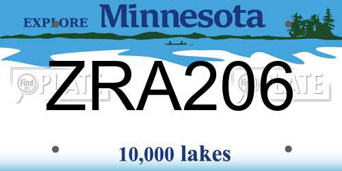 ZRA206 Minnesota License Plate