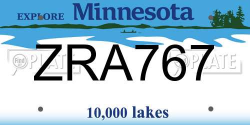 ZRA767 Minnesota License Plate