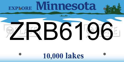 ZRB6196 Minnesota License Plate