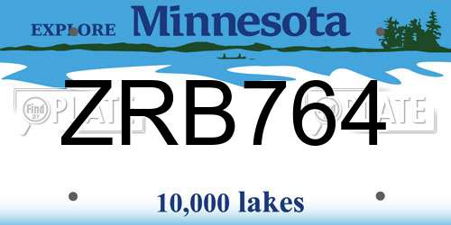 ZRB764 Minnesota License Plate