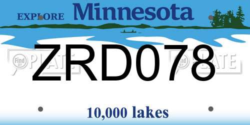 ZRD078 Minnesota License Plate