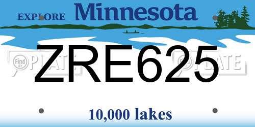 ZRE625 Minnesota License Plate